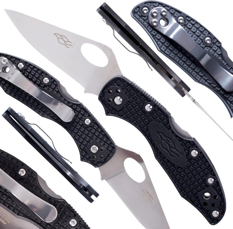 Firebird GANZO F759M Pocket Folding Knife 440C Stainless Steel Blade Nylon Glass Fiber Anti-Slip Handle with Clip Tactical Survival Fishing Camping EDC Knife (Black) - Image 5